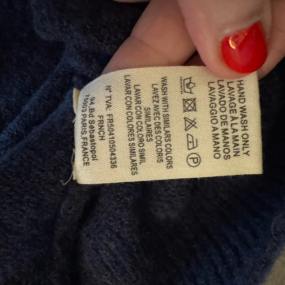 FRNCH Navy and Green Art Club Sweater - Picture 8 of 10